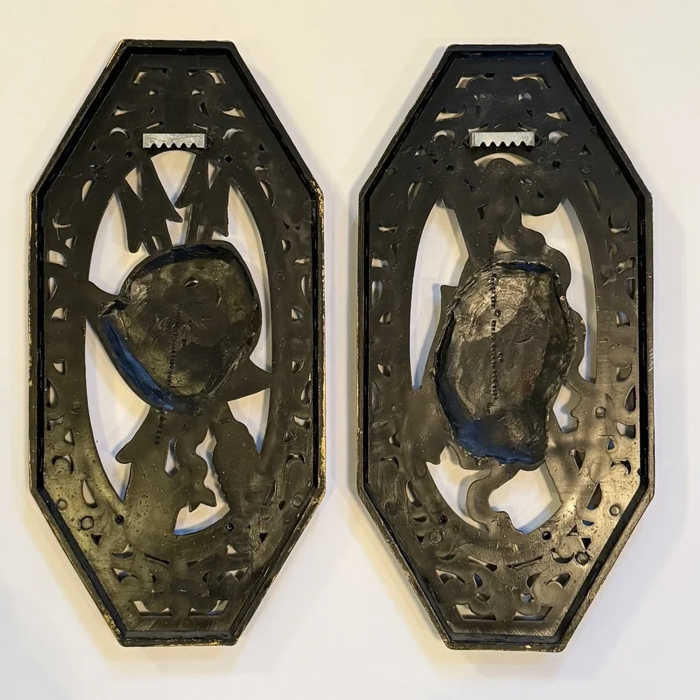 Vintage 70s Homco‎ SYROCO MEDIEVAL COAT OF ARMS 2 Wall Plaques #7104 and #7105